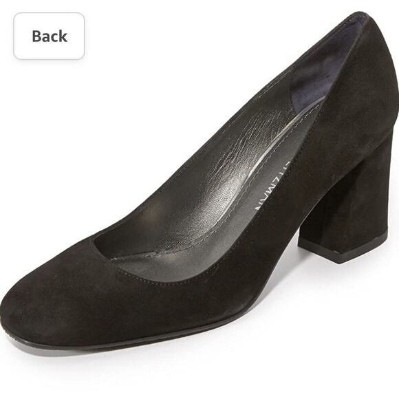 Stuart Weitzman Mary Pump Square Toe Block Heel Black Suede Women 8 N NIB $475 - Picture 2 of 10
